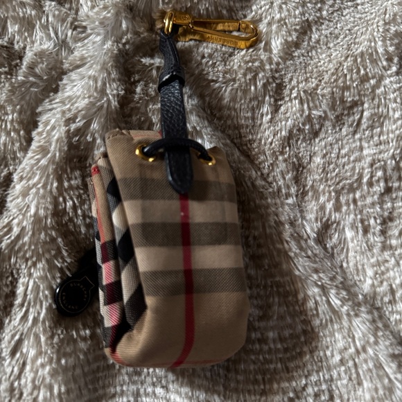 Burberry Haymarket Purse Charm Pouch - Beige and Black